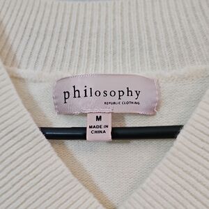 Philosophy/Anthropologie Cream V-Neck Sweater - Womens Size Medium
